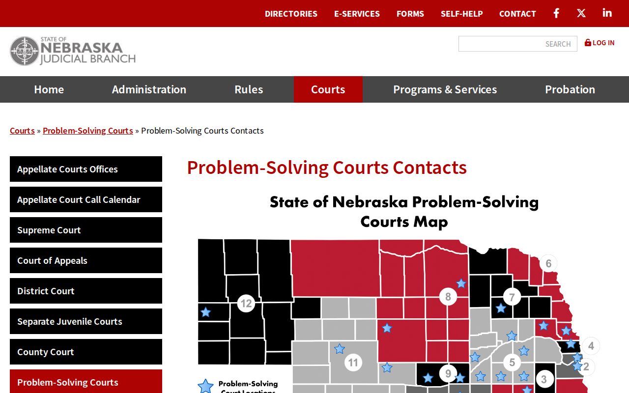 Furnas County court calendar District 11 specialty court contact