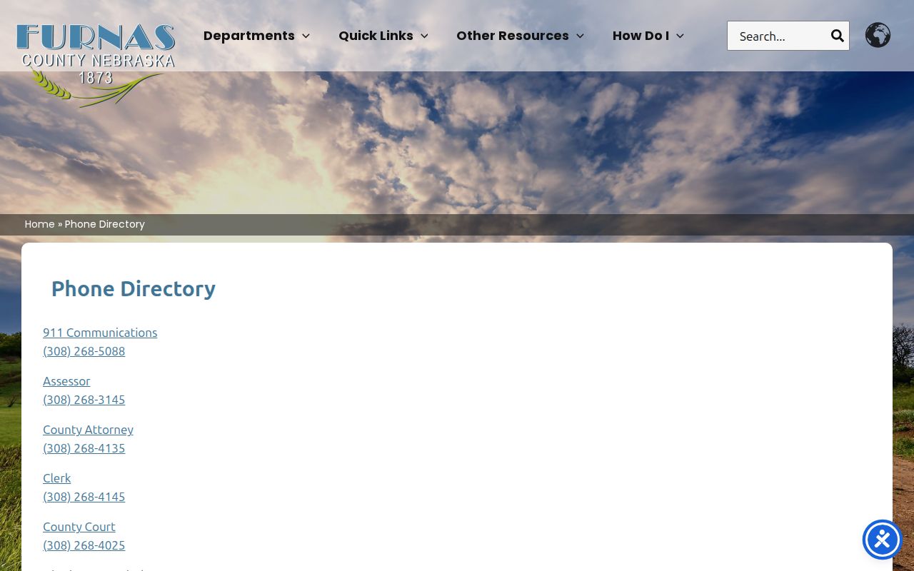 Furnas County court calendar local phone directory