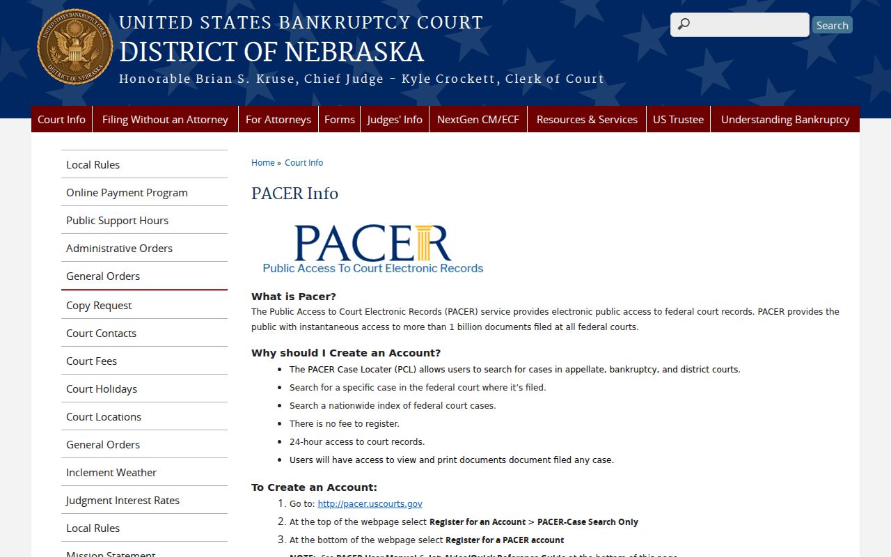 Furnas County court records federal bankruptcy PACER access