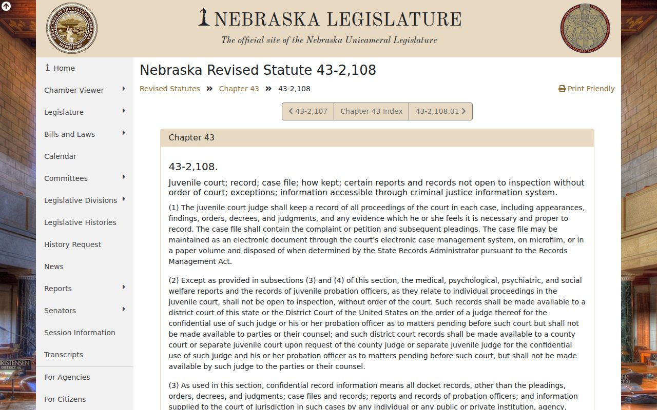 Furnas County criminal docket juvenile records access law
