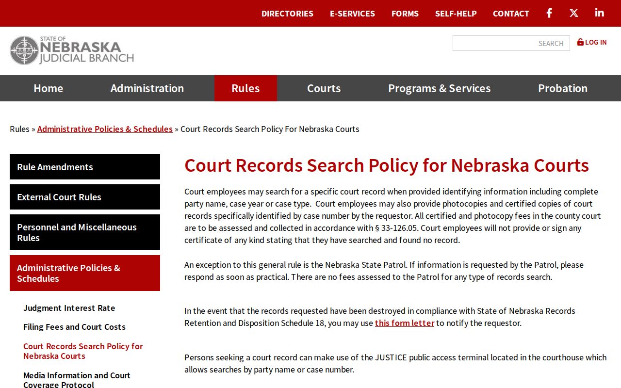 Furnas County criminal docket court records search policy