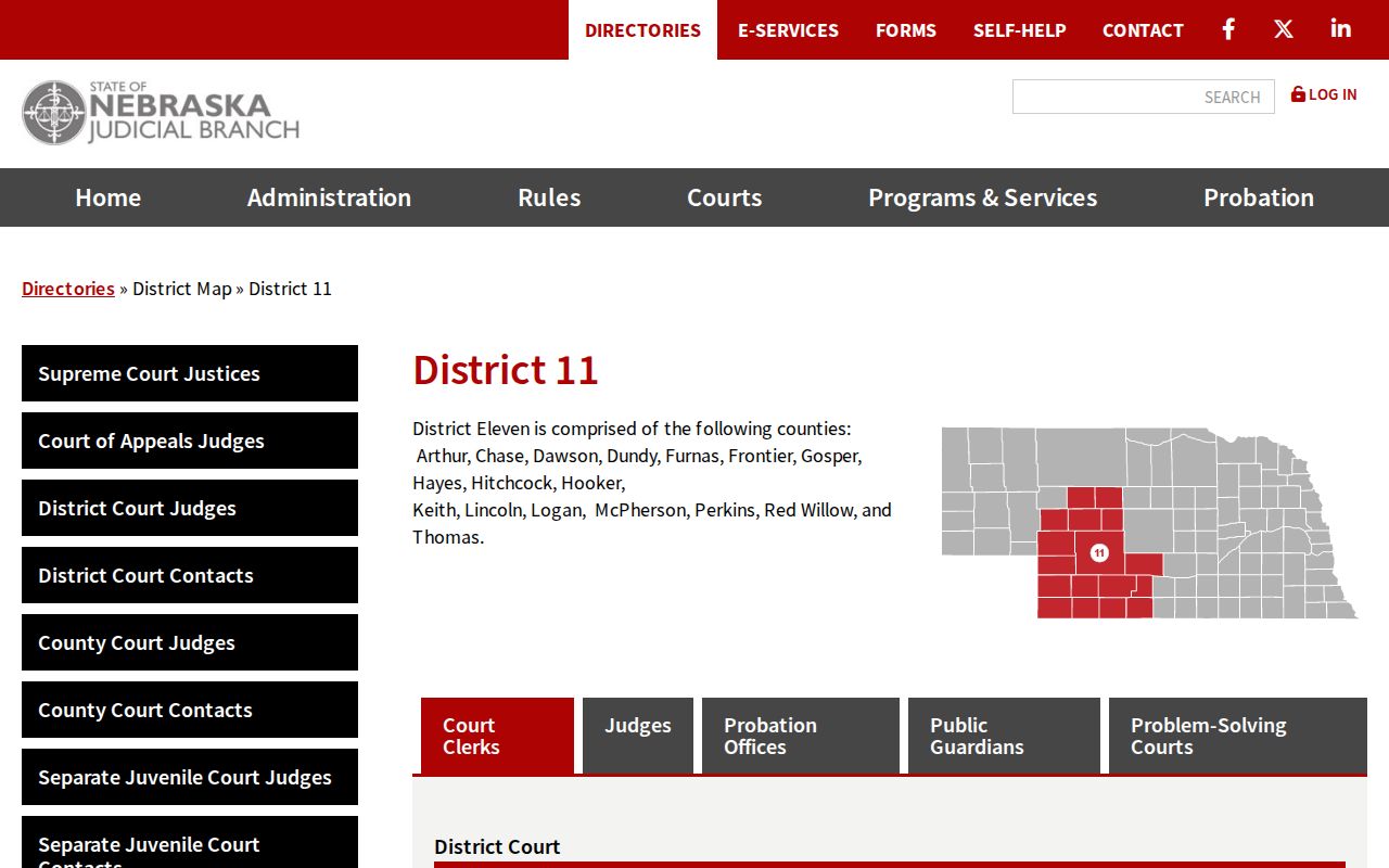 Nebraska Judicial District 11 map and directory