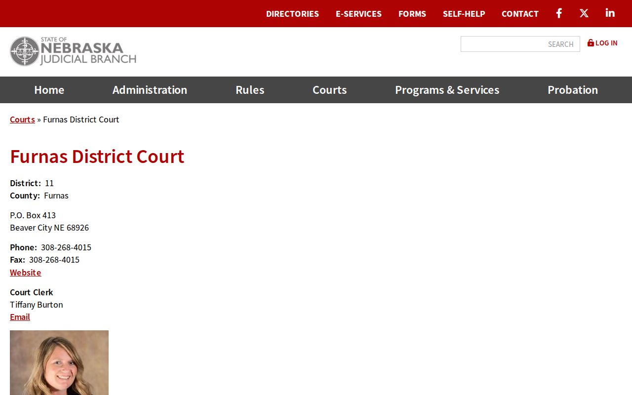 Nebraska Judicial Branch Furnas District Court directory