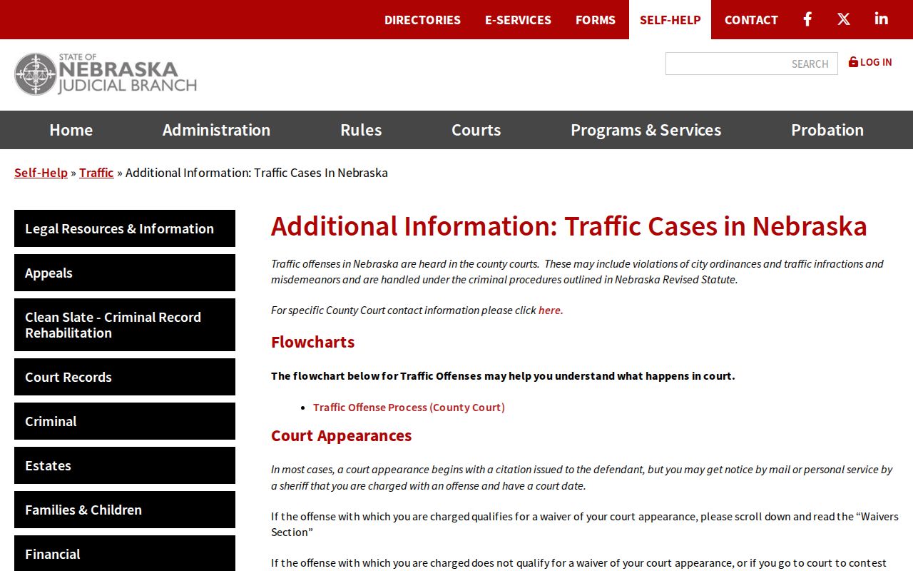 Furnas County traffic court records Nebraska traffic help information